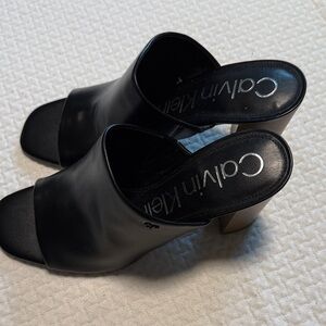 Calvin Klein Black Leather Mules